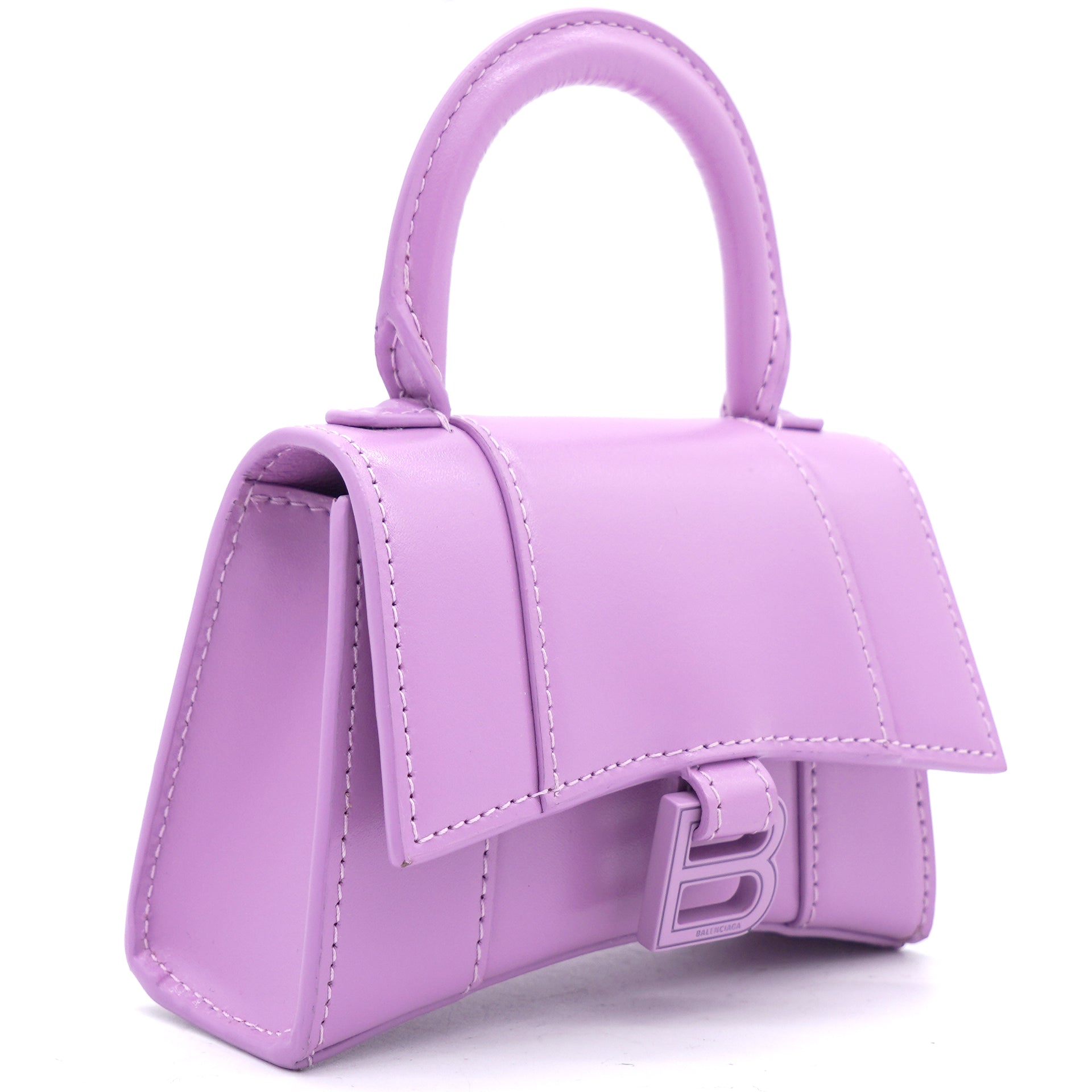 Shiny Calfskin Hourglass Top Handle Bag Mini Pink