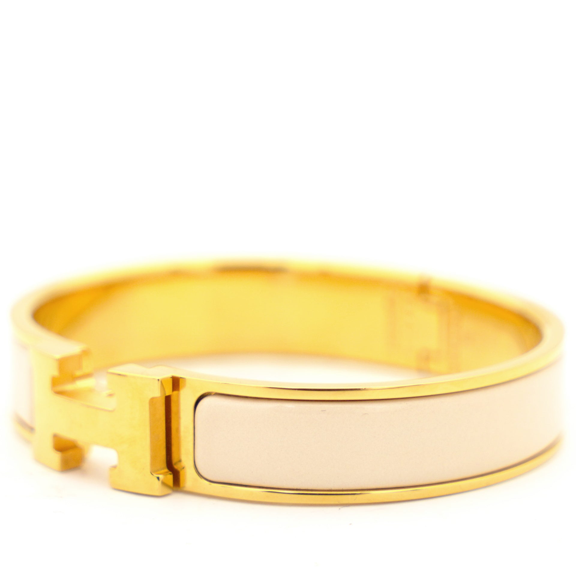 Clic H Bracelet Marron Glace with Gold Hardware