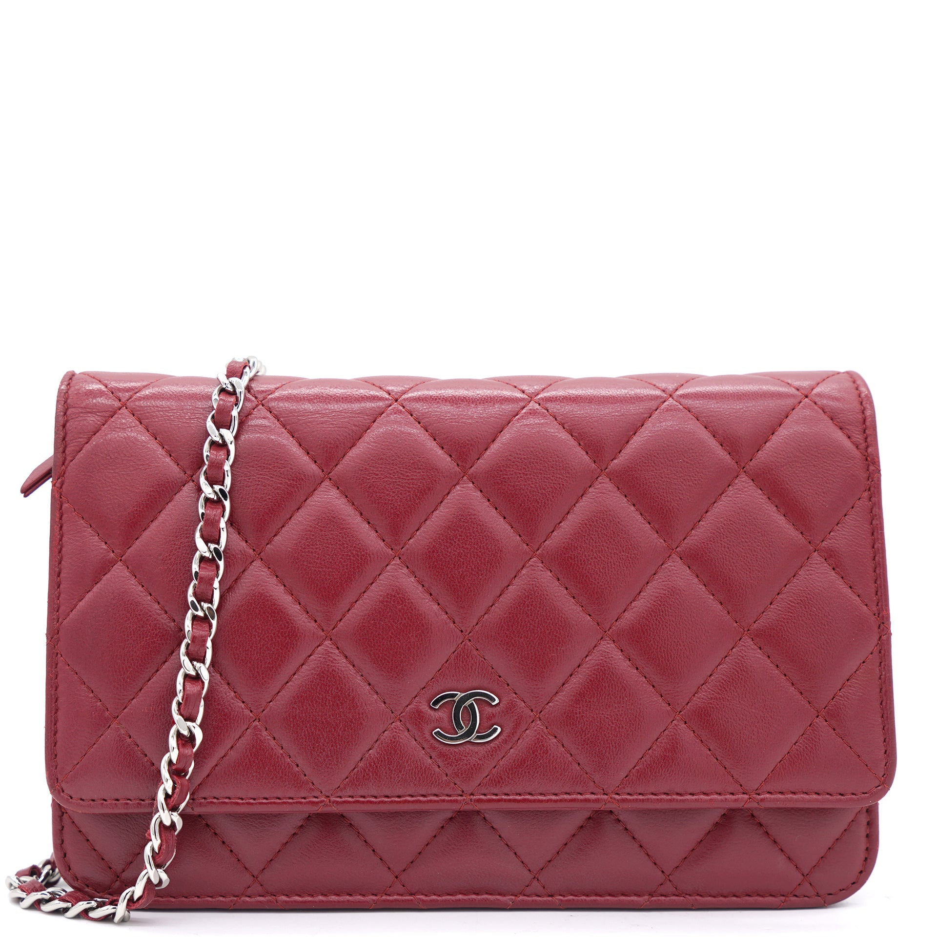 Chanel Quilted Wallet On Chain WOC Black Caviar Silver Hardware