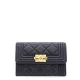 CHANEL Lambskin Quilted Flap Card Holder Black 573977