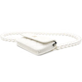 Calfskin Quilted Pearl Mini Wallet On Chain WOC White