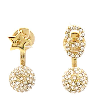 Aged Gold Tone Number 8 & Star Drop Earrings