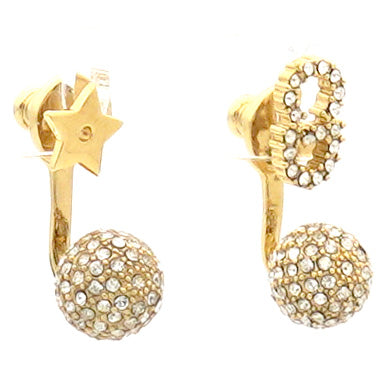Aged Gold Tone Number 8 & Star Drop Earrings