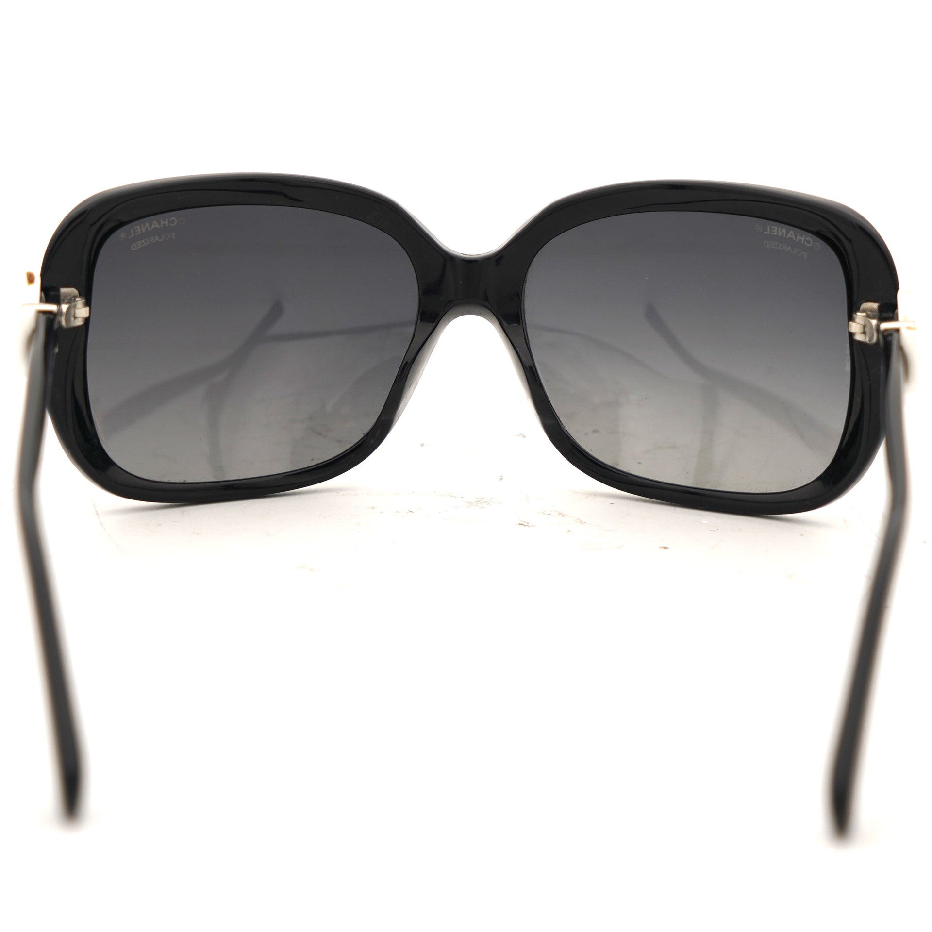 Black Acetate CC Bow Square Sunglasses