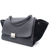 Textured Calfskin and Suede Small Trapeze Luggage Black