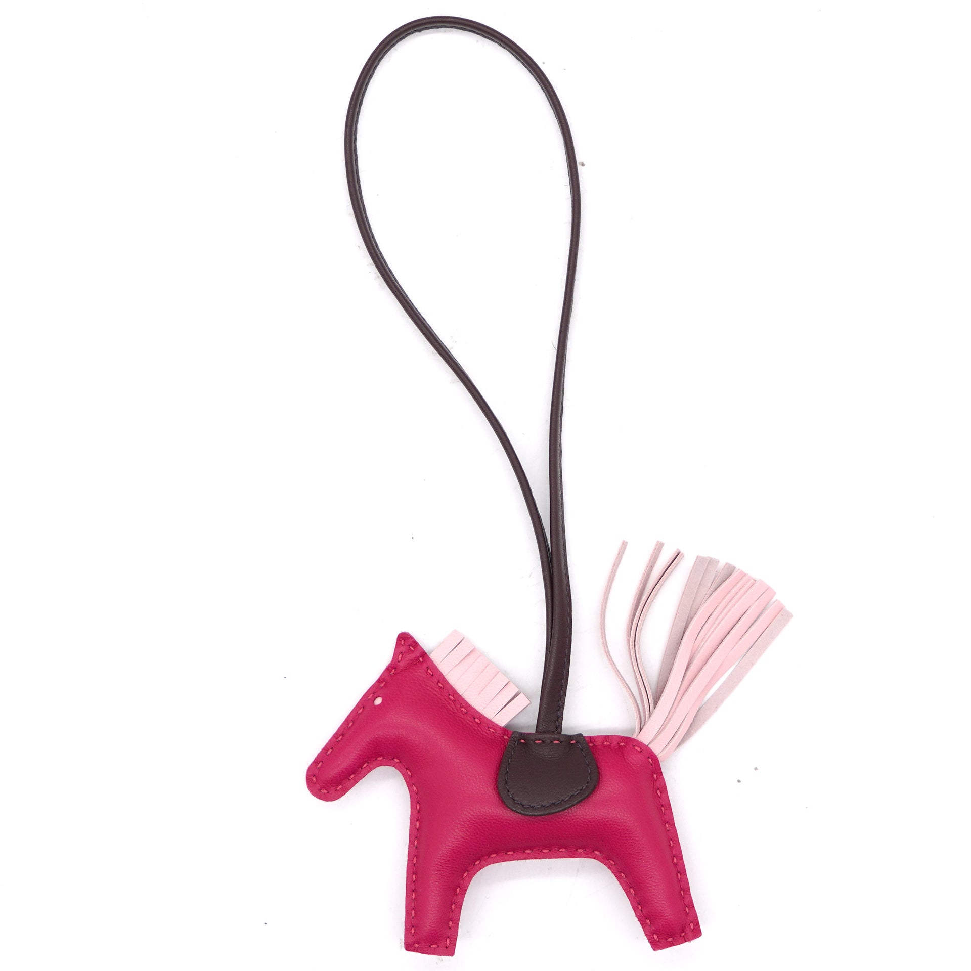 Fushia/Pink Lambskin Rodeo PM Horse Bag Charm