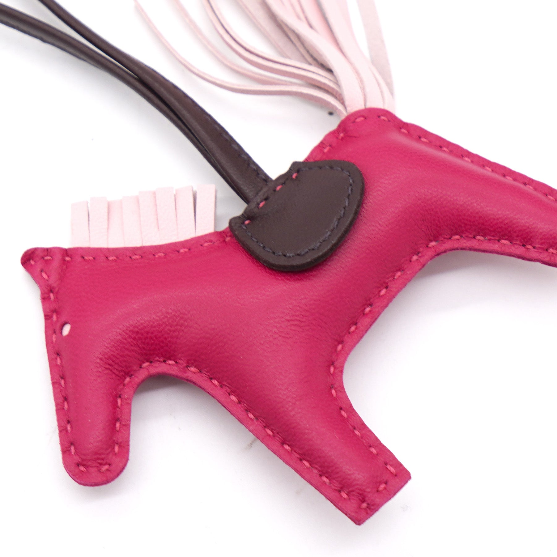 Fushia/Pink Lambskin Rodeo PM Horse Bag Charm
