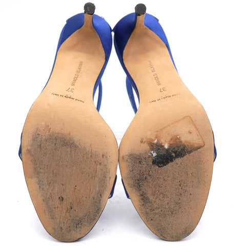 Blue Satin Ankle-Strap Sandals 37