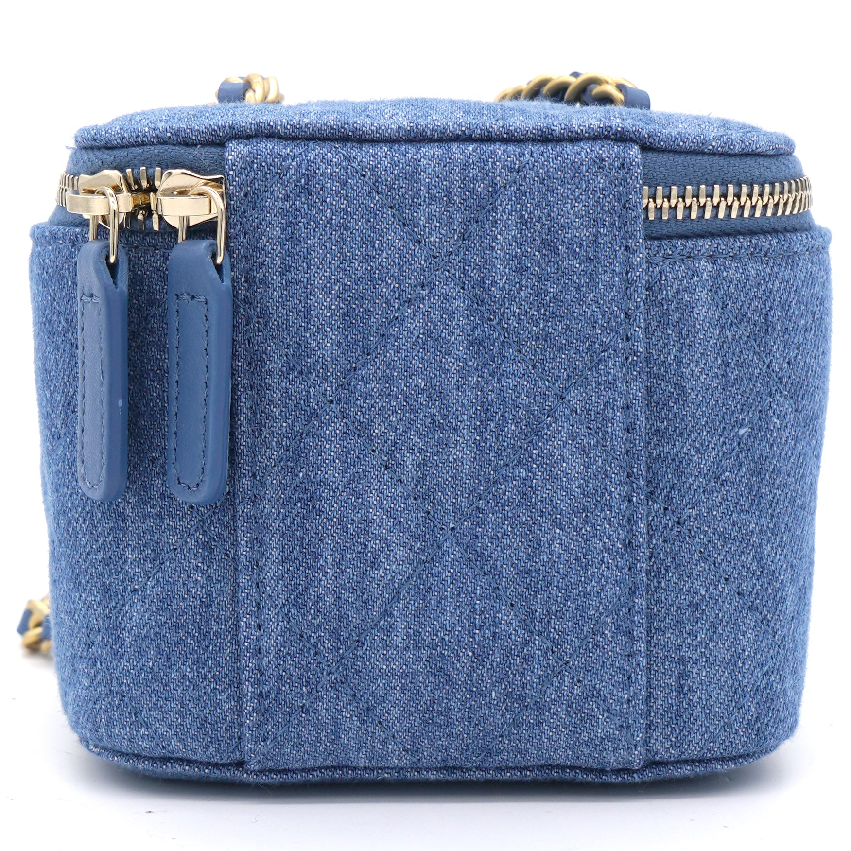 Denim Quilted Small Coco Beauty Vanity Case Pearl Crush