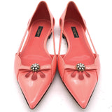 Coral Patent Leather Bow Detail Ballet Flats 37