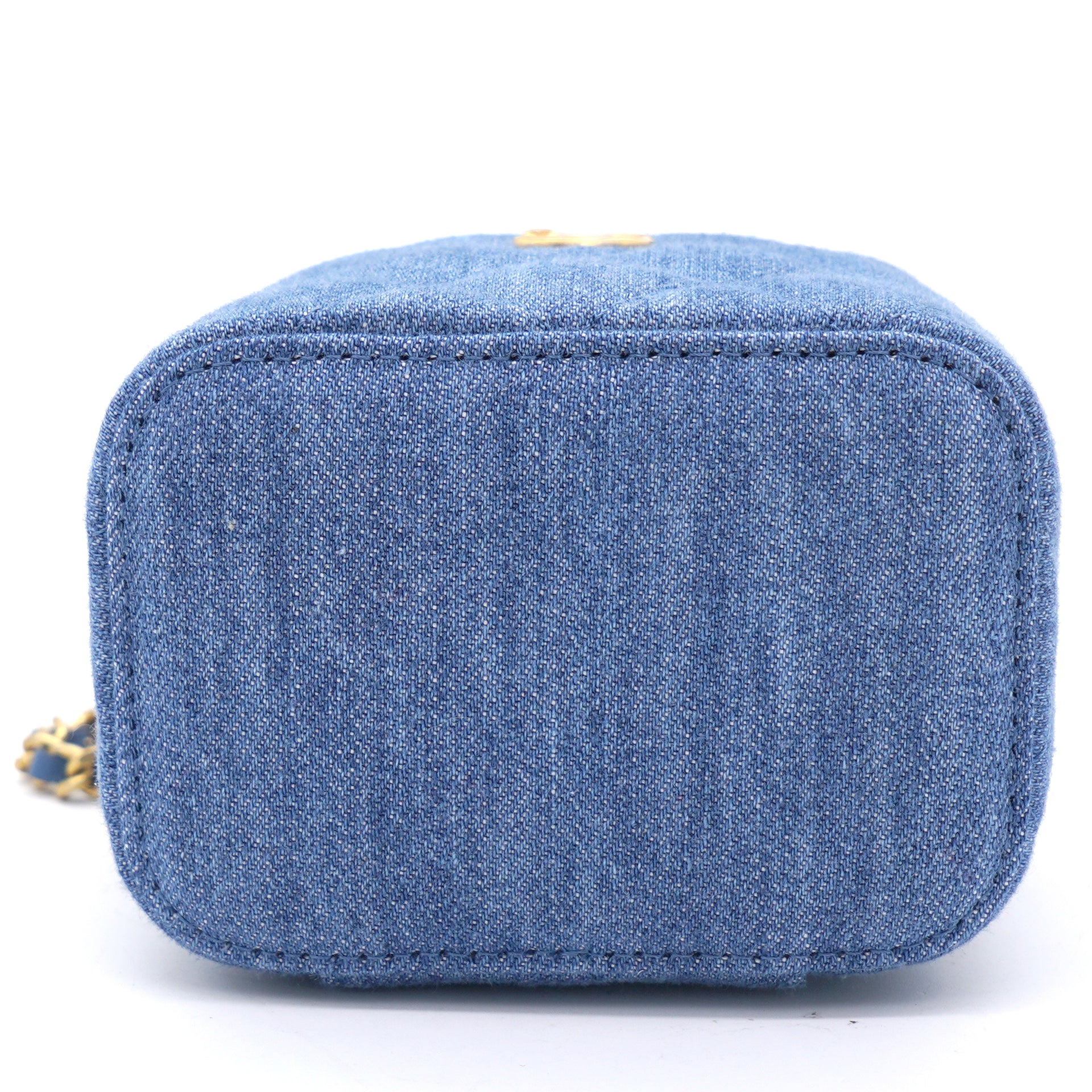 Denim Quilted Small Coco Beauty Vanity Case Pearl Crush
