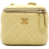 Yellow Quilted Mini Coco Beauty Vanity Case Pearl Crush