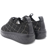 Multicolor Tweed and Black Leather CC Low Top Sneakers 36.5