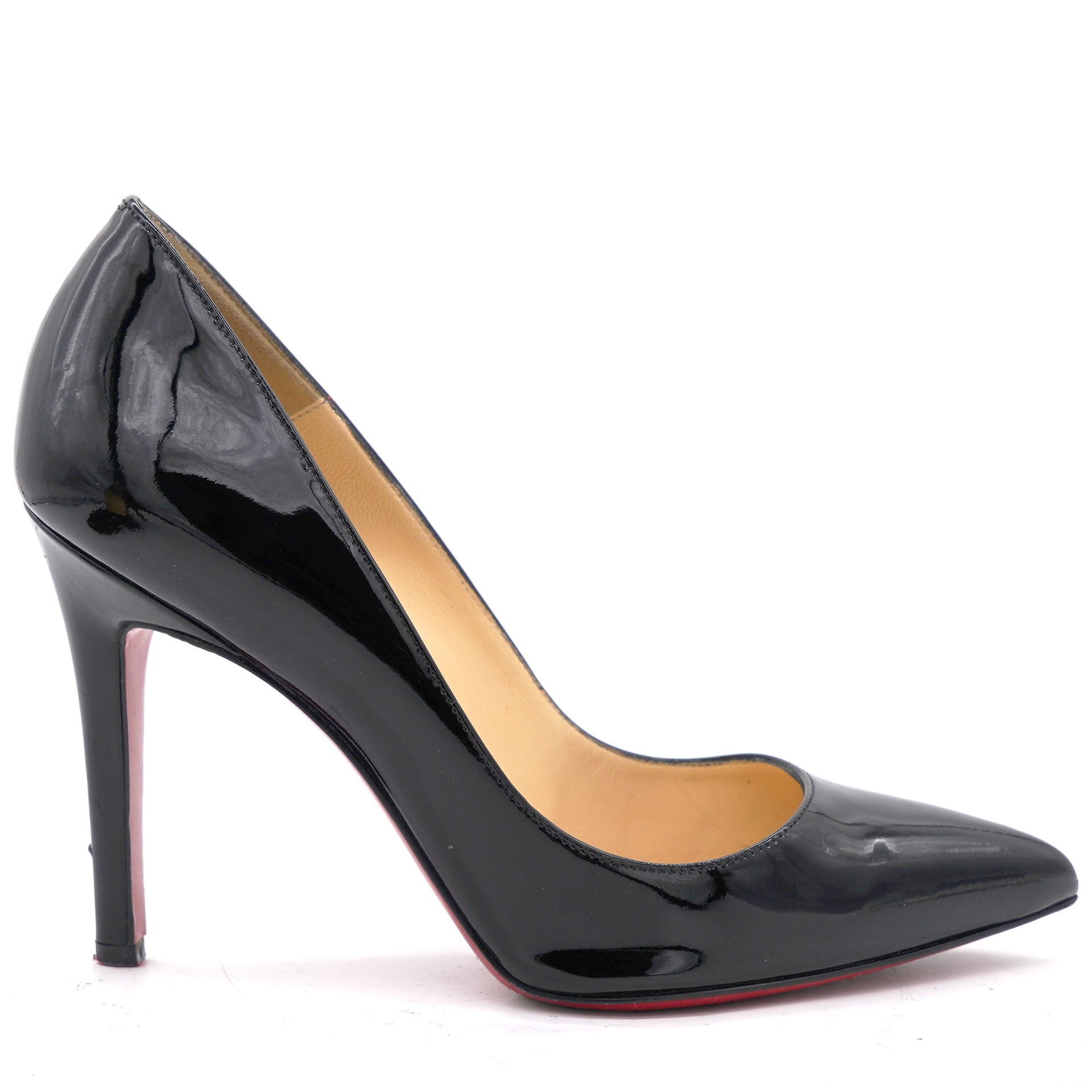 Louboutin Black Patent Leather Pigalle 100 34.5
