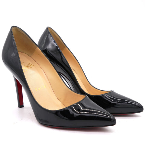 Louboutin Black Patent Leather Pigalle 100 34.5