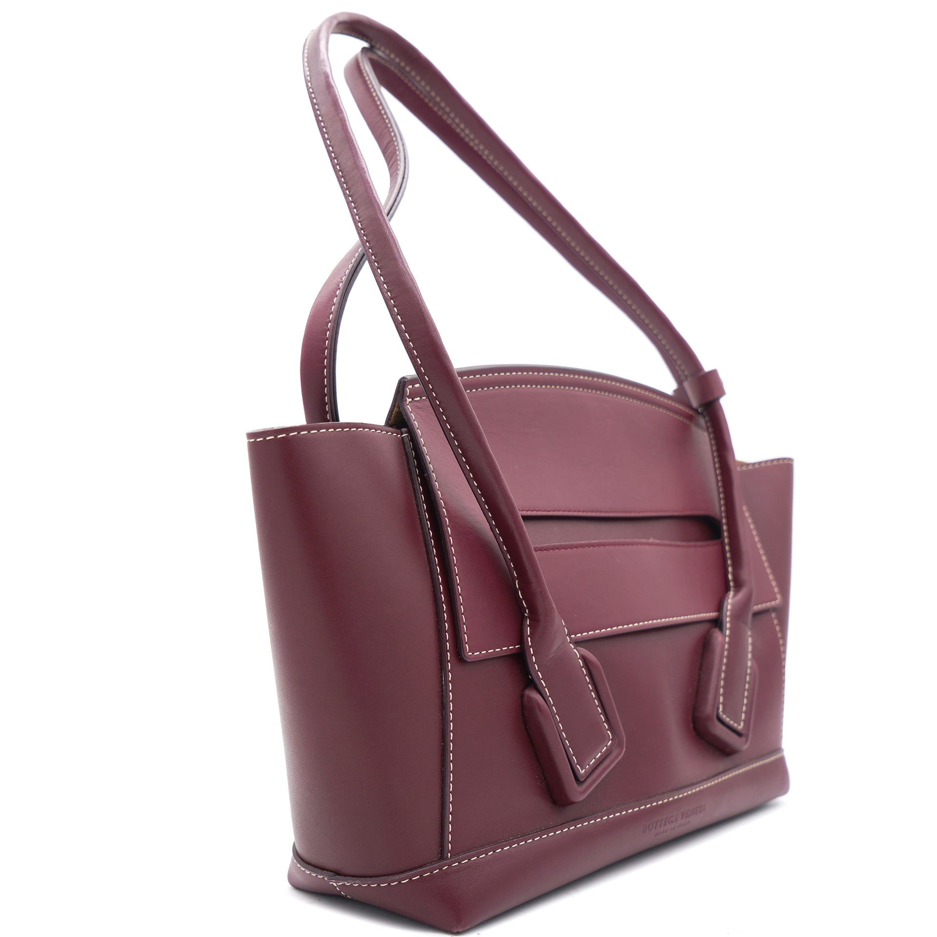 Bottega Veneta Burgundy Smooth Calf Leather Arco Tote Bag