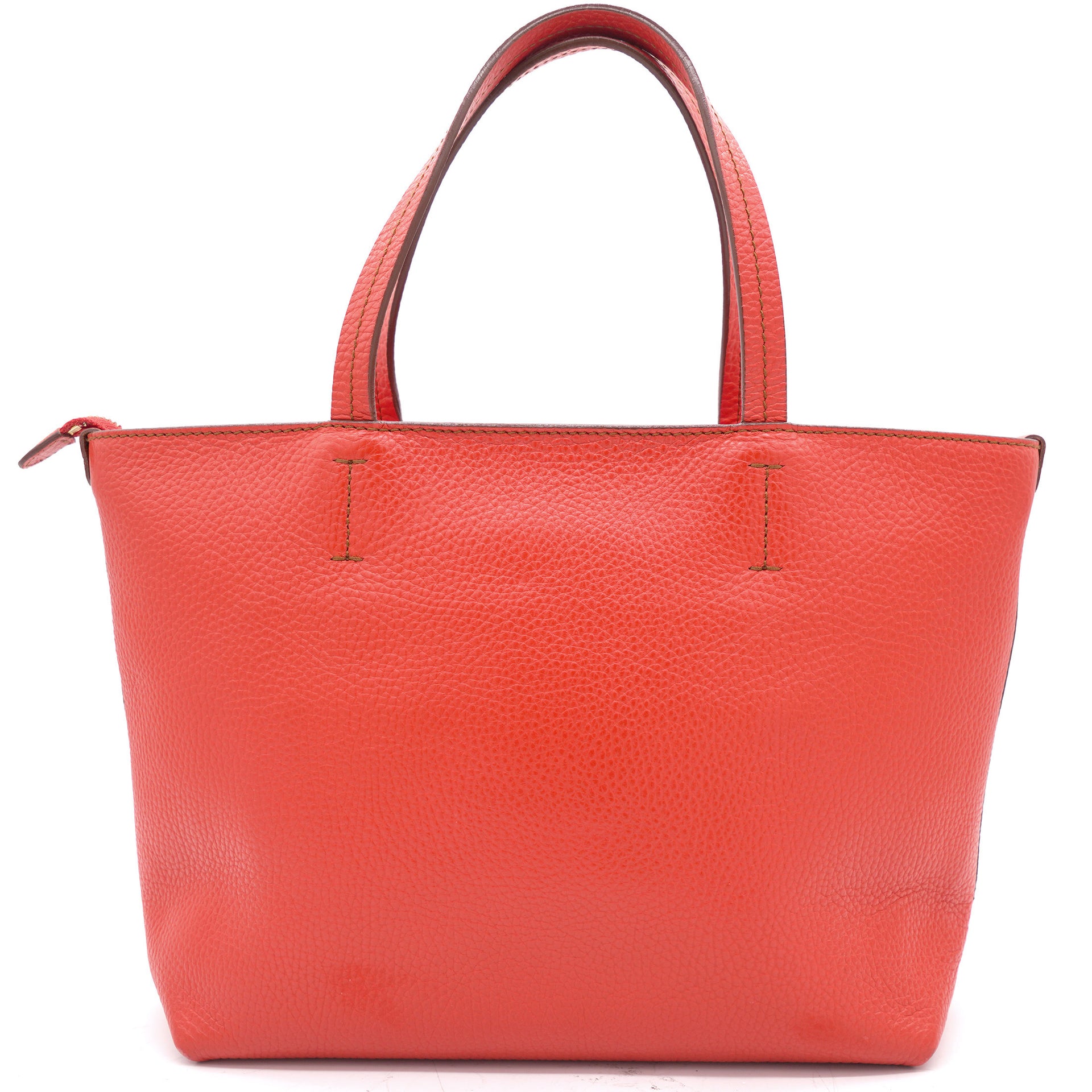 Orange Leather Top Handle Bag