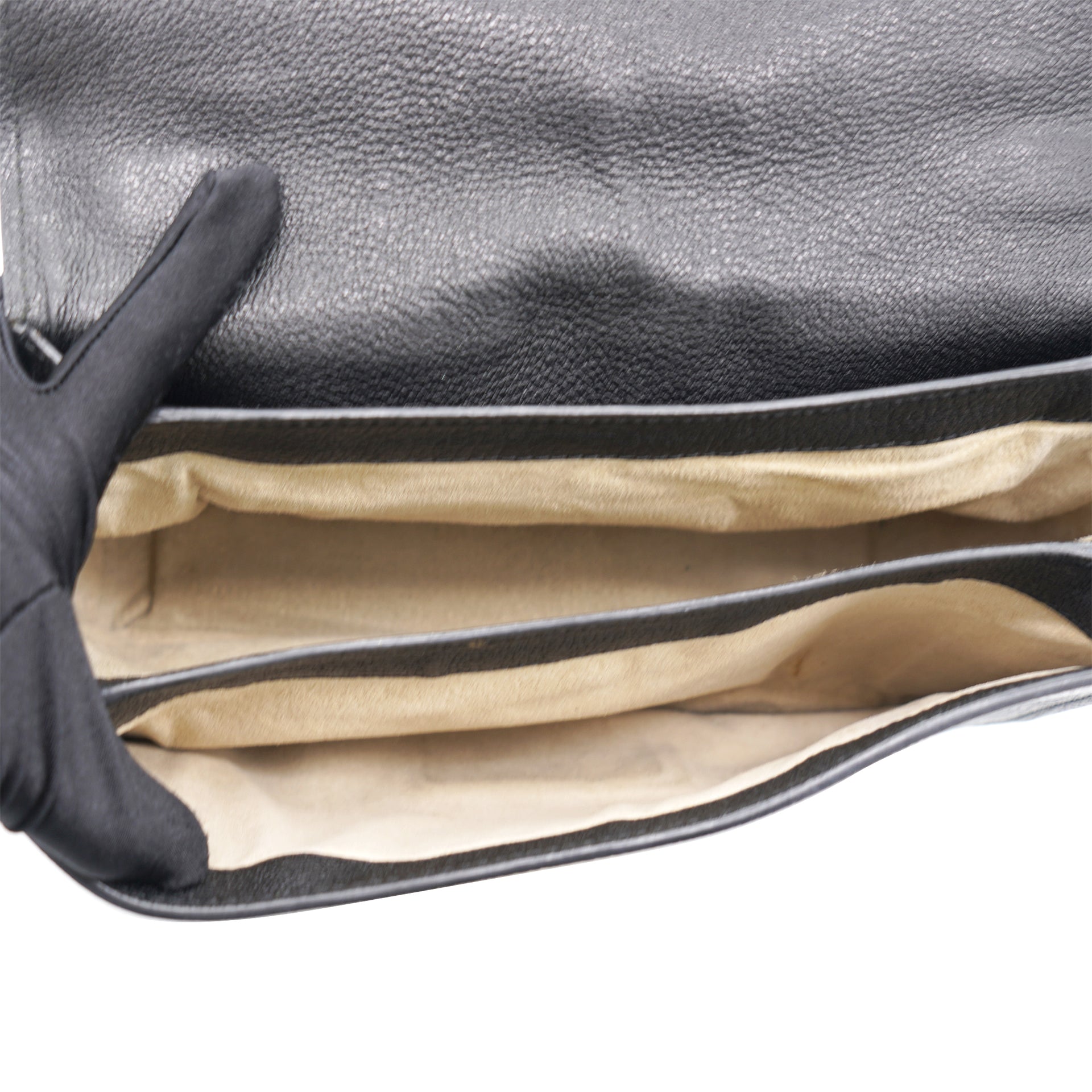 Goatskin Madras Shoulder Bag Black