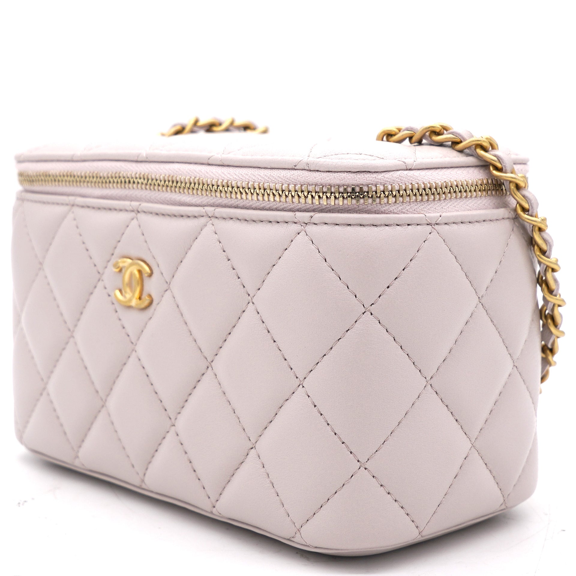 Chanel Lambskin Quilted Pearl Crush Small Vanity Case With Chain