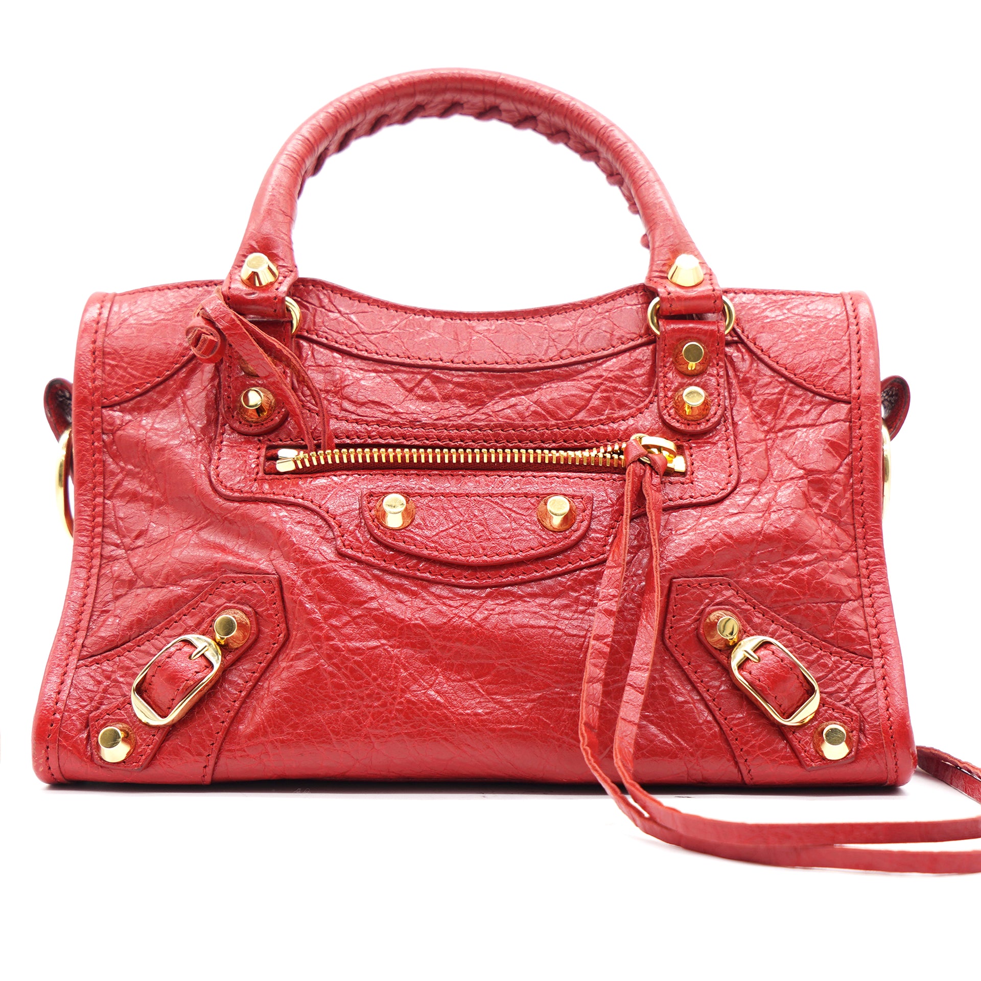 Balenciaga Red Leather Mini RGH City Bag Balenciaga The Luxury Closet   thementorme