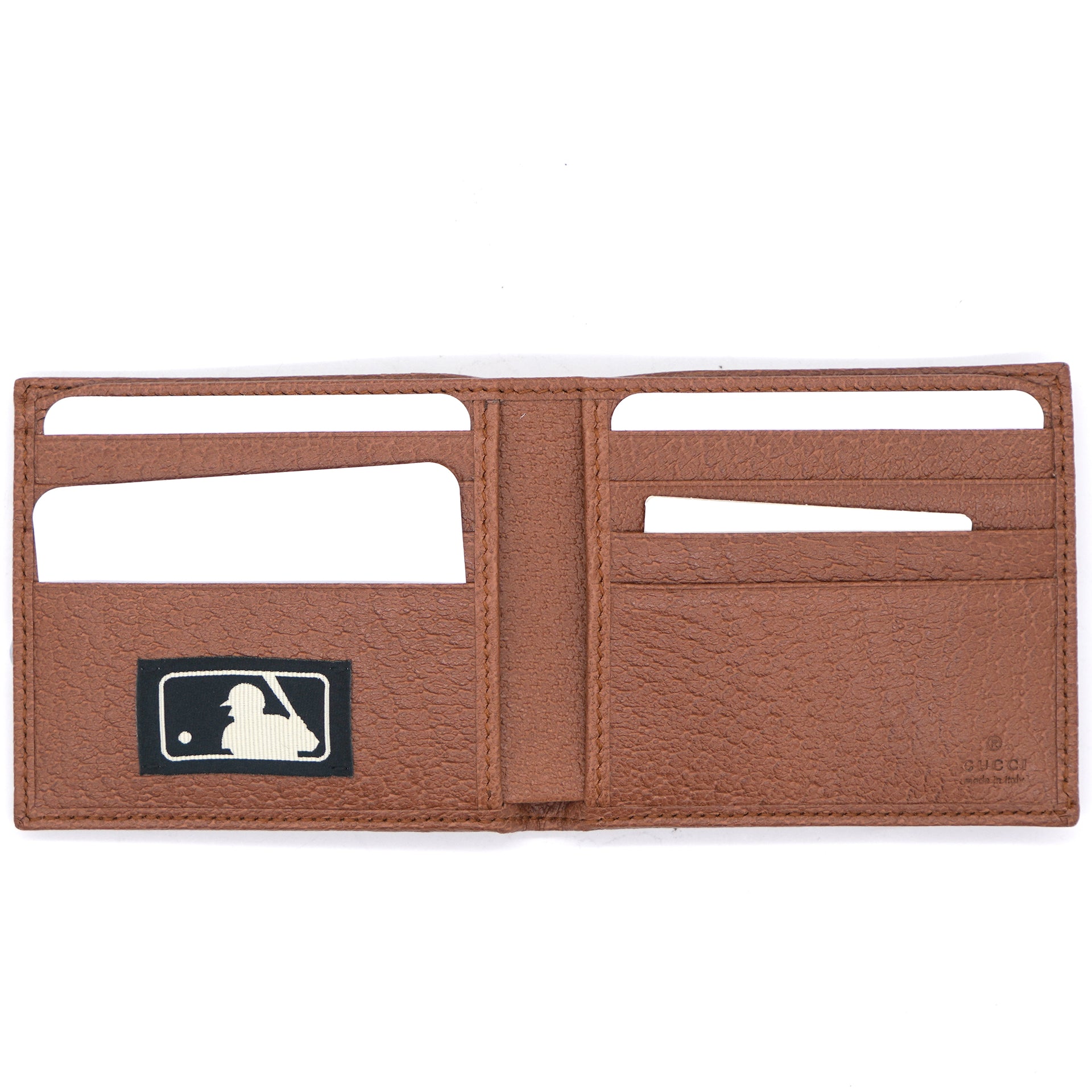 NY Yankees Patch Bi-Fold Wallet GG Beige/Brick Red