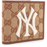 NY Yankees Patch Bi-Fold Wallet GG Beige/Brick Red