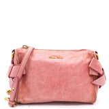 MIU MIU Vitello Lux MIni Bow Bag Pink Blue 264036