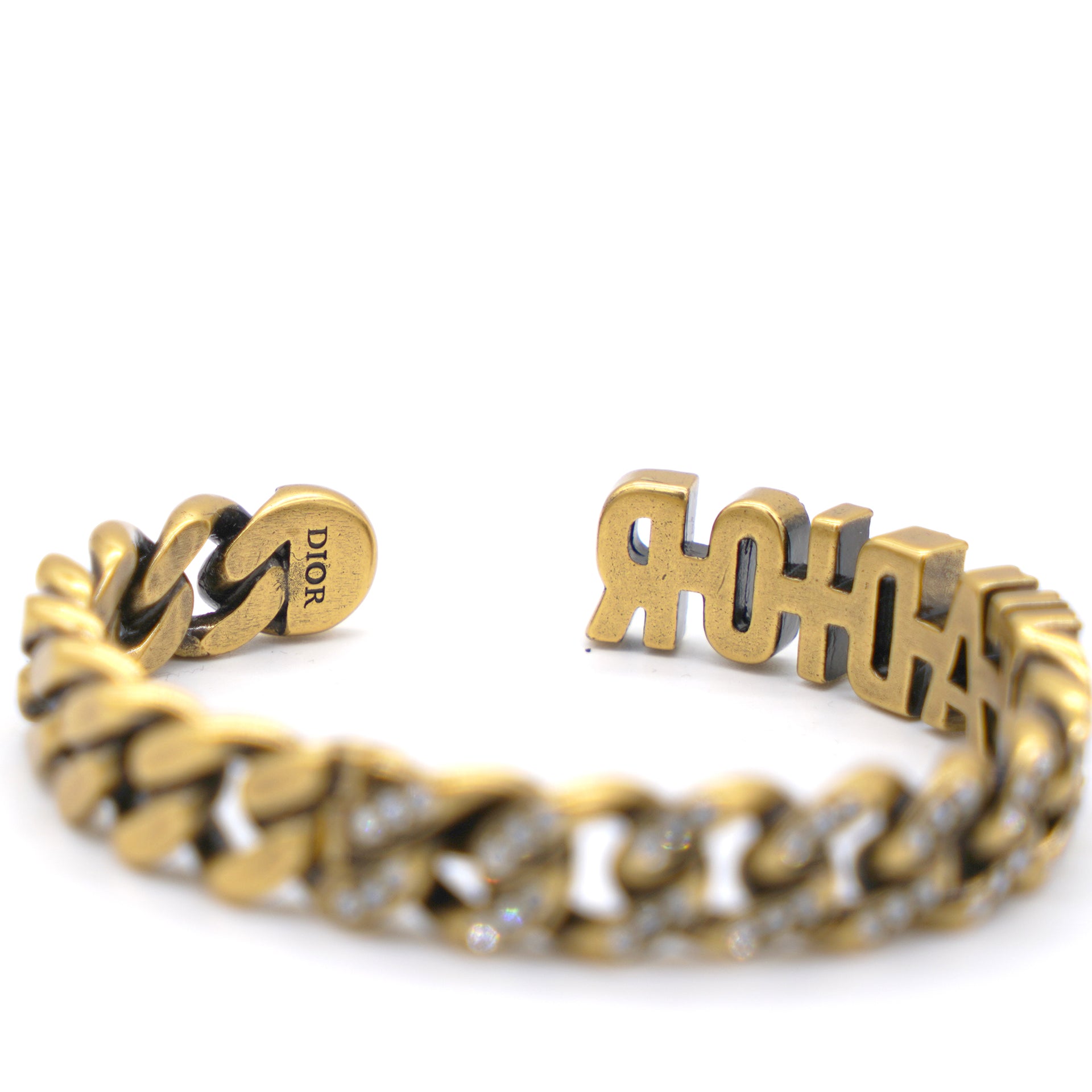 Metal Crystal J'Adior Chain Bracelet Gold