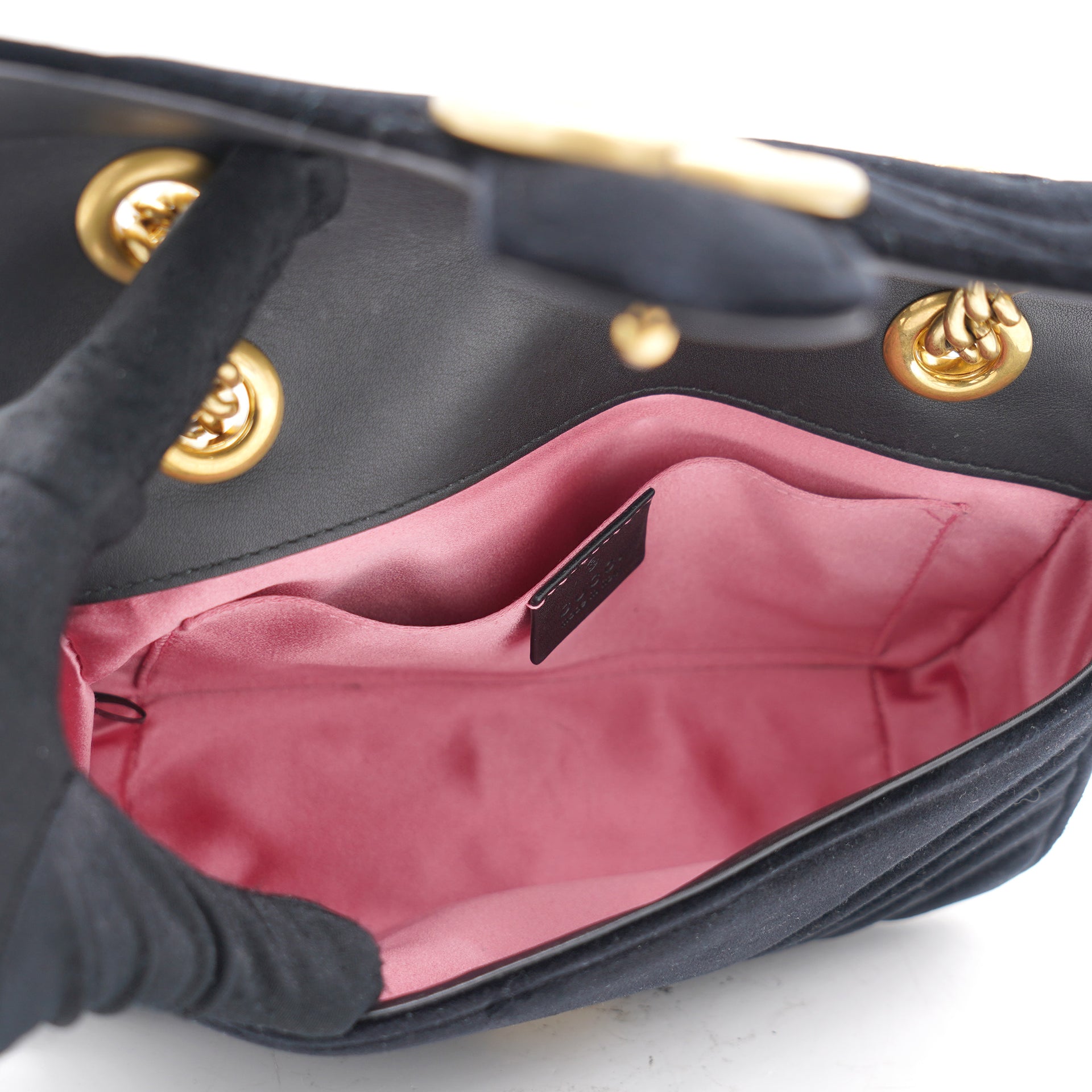 Velvet Matelasse Mini GG Marmont Shoulder Bag Black