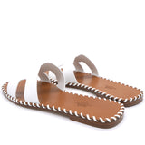 White Leather with braided details Oran Flat Sandals 37.5