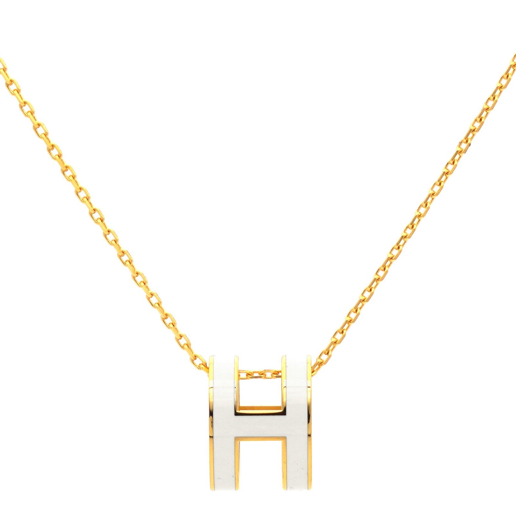 H White Lacquer Gold Plated Pendant Necklace