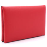 Red Epsom Leather Verso Calvi Card Holder