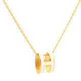 H White Lacquer Gold Plated Pendant Necklace