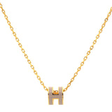 Pop H Mini Grey Lacquer Gold Plated Pendant