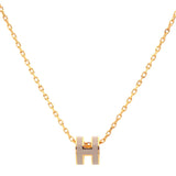 Pop H Mini Grey Glace Lacquer Rose Gold Plated Pendant