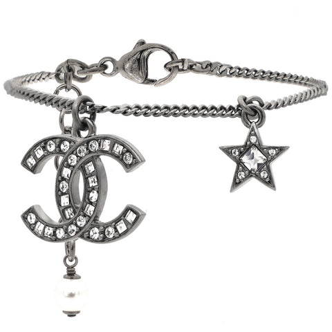 CC Crystals Logo Silver Bracelet