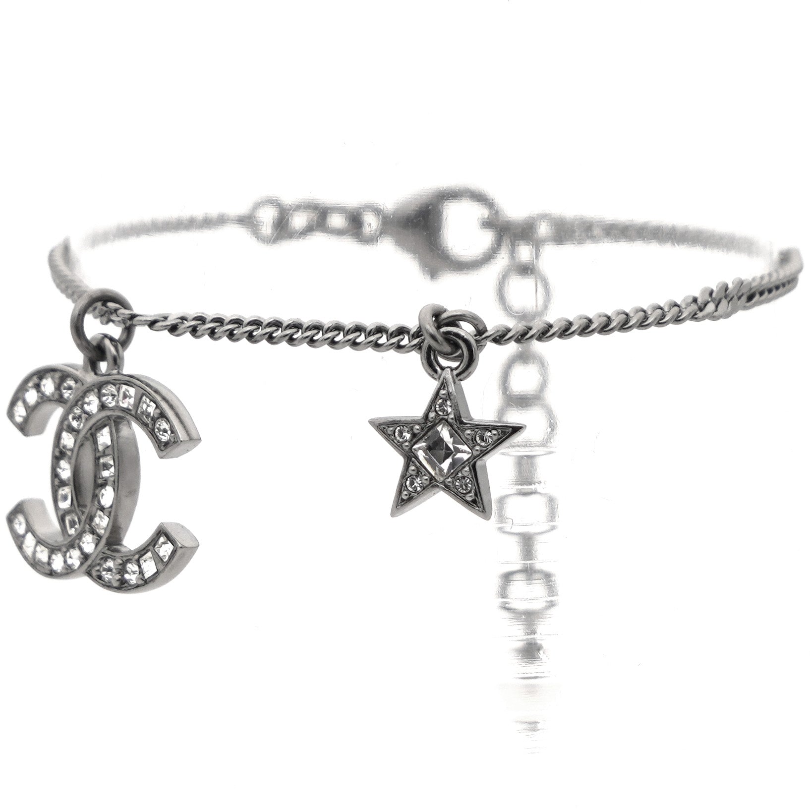 Chanel CC Crystals Logo Silver Bracelet – STYLISHTOP