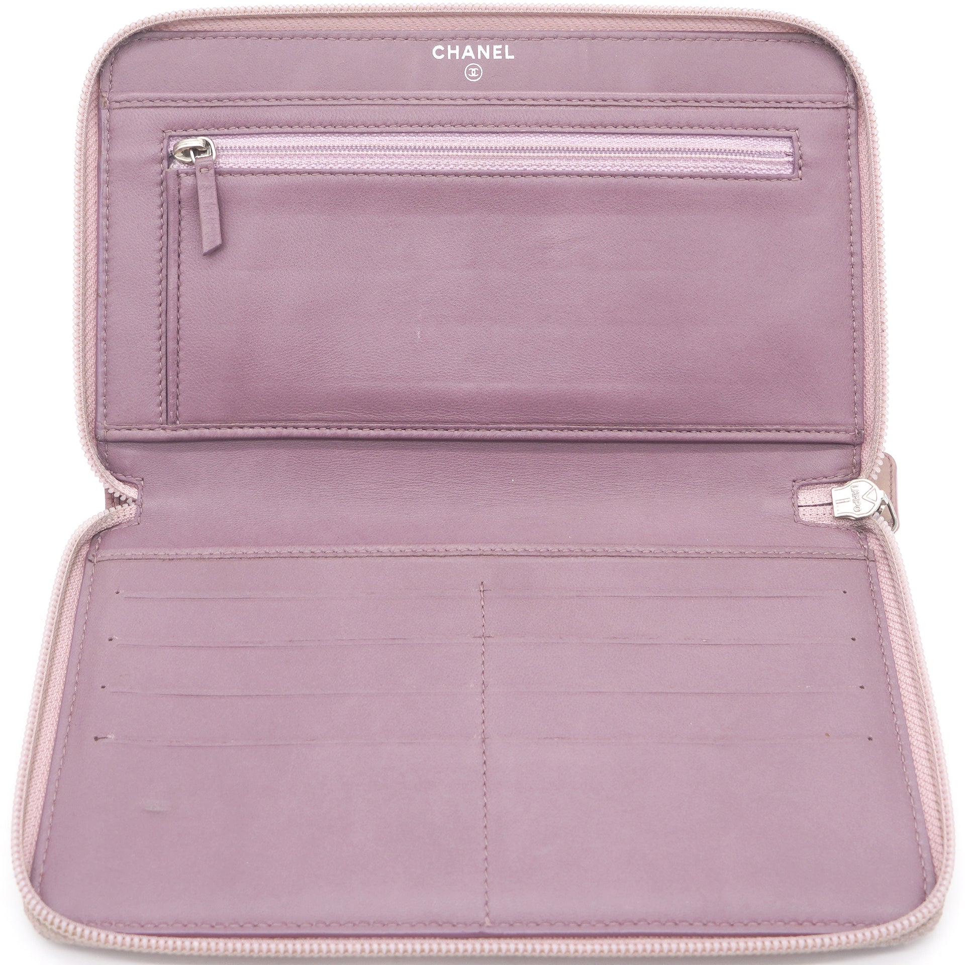 Chanel Lambskin Camellia Embossed Large Zip Around Wallet Dust Pink –  STYLISHTOP