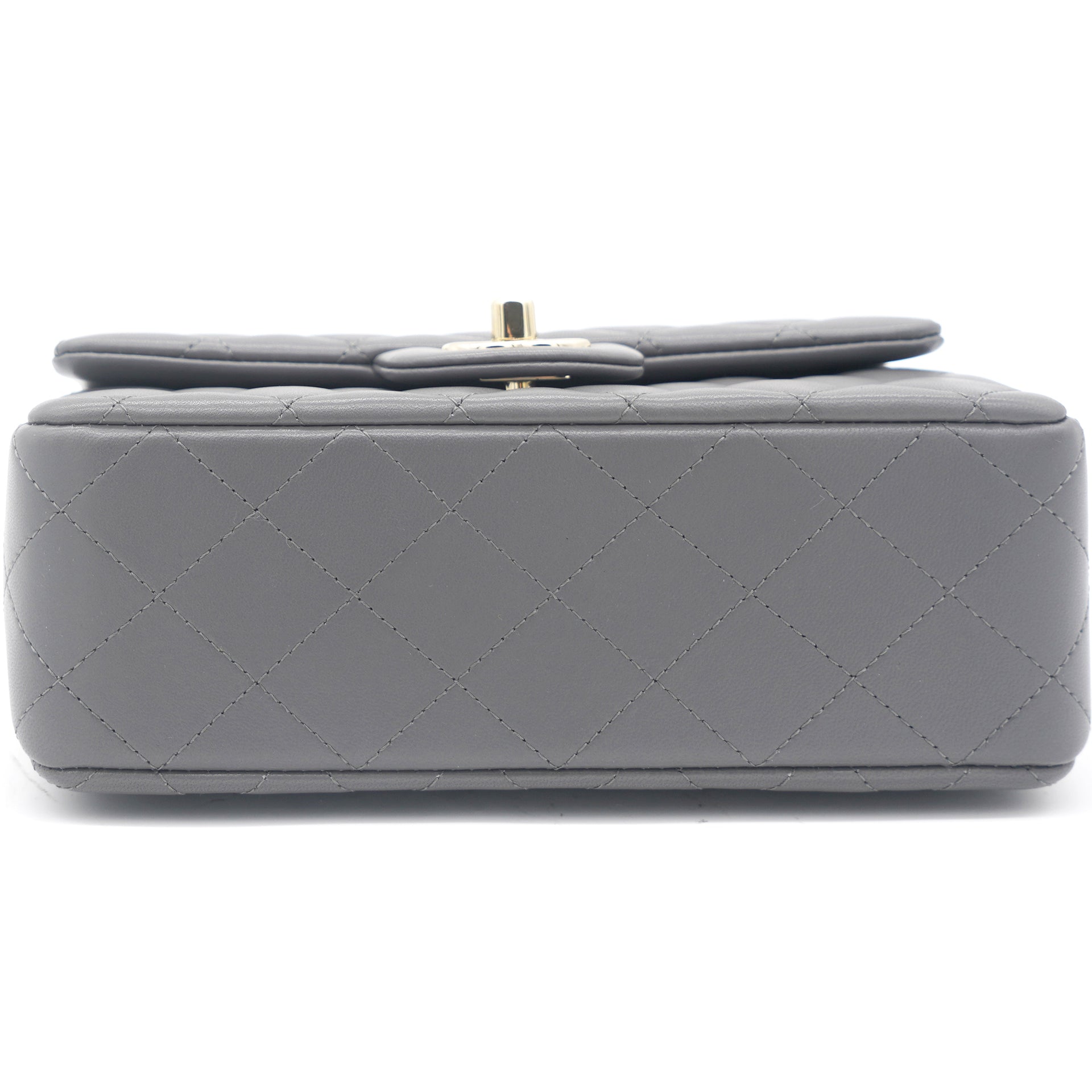 Chanel Mini Rectangular Flap Bag with Top Handle Dark Grey Lambskin Light  Gold Hardware
