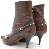 Brown Bow Detail Ankle Zipper Boots 37.5