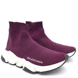 Burgundy/White Knit Fabric Speed High Top Sneakers 35