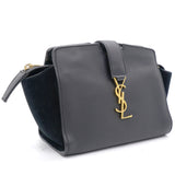 Black Leather and Suede Monogram Toy Cabas Crossbody Bag