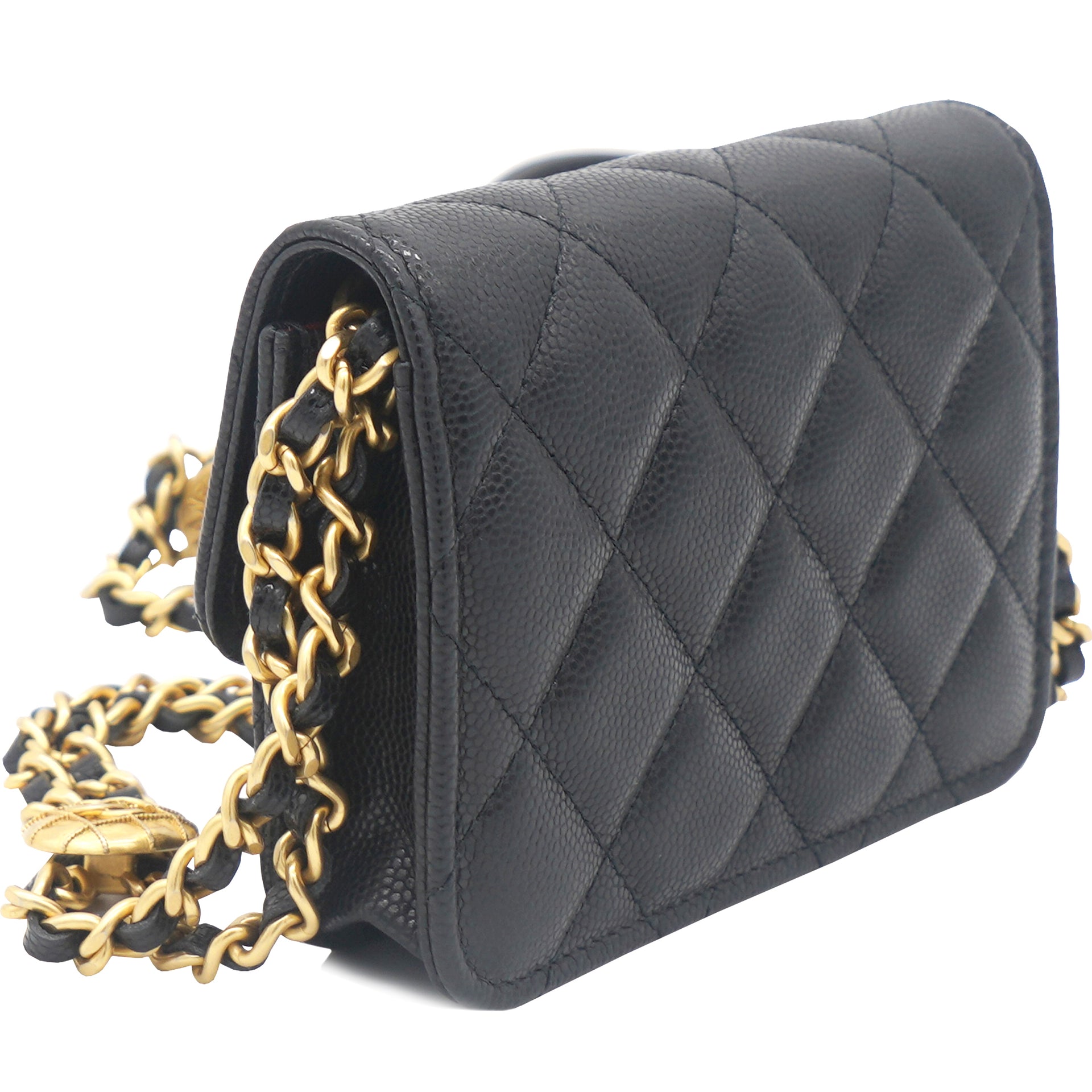 CHANEL Lambskin Quilted CC Pearl Crush Wallet on Chain WOC White
