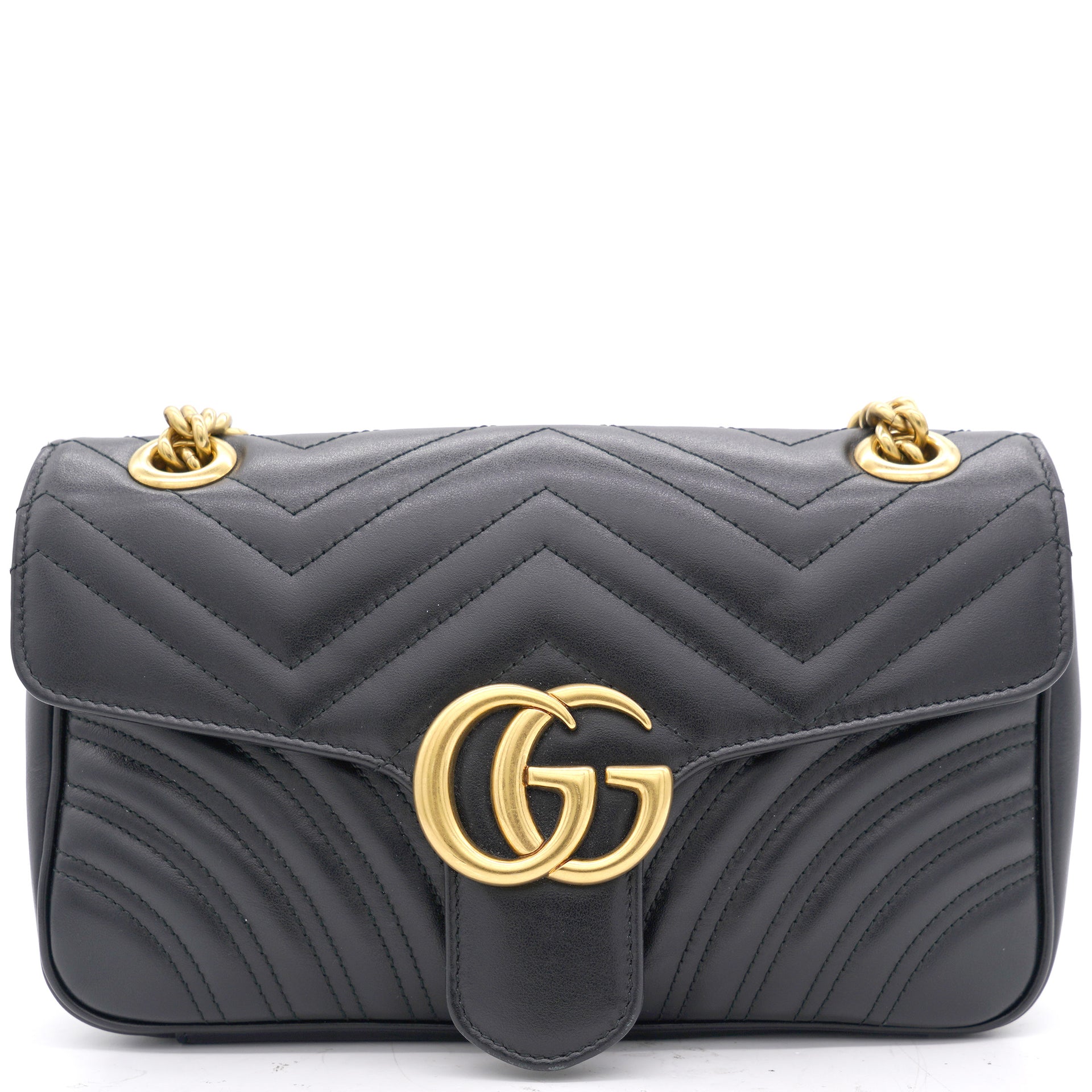 Gucci Calfskin Matelasse Small GG Marmont Shoulder Bag Black – STYLISHTOP