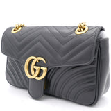 Calfskin Matelasse Small GG Marmont Shoulder Bag Black