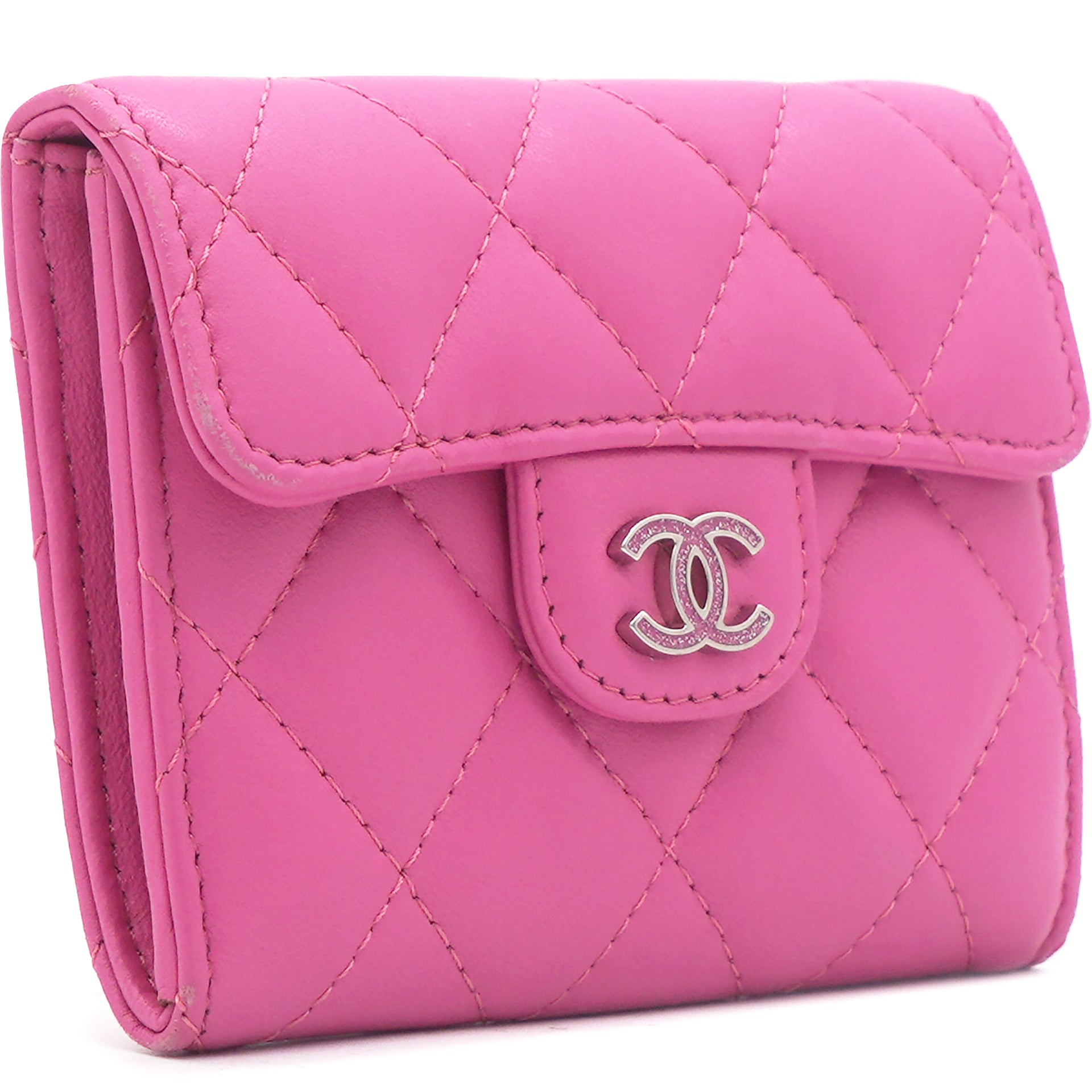 CHANEL Lambskin Quilted Card Holder Purple 1257349