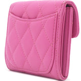 Fushia Quilted Lambskin Small Classic Flap Card Case