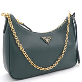 Green Saffiano Lux Leather Re-Edition 2005 Shoulder Bag