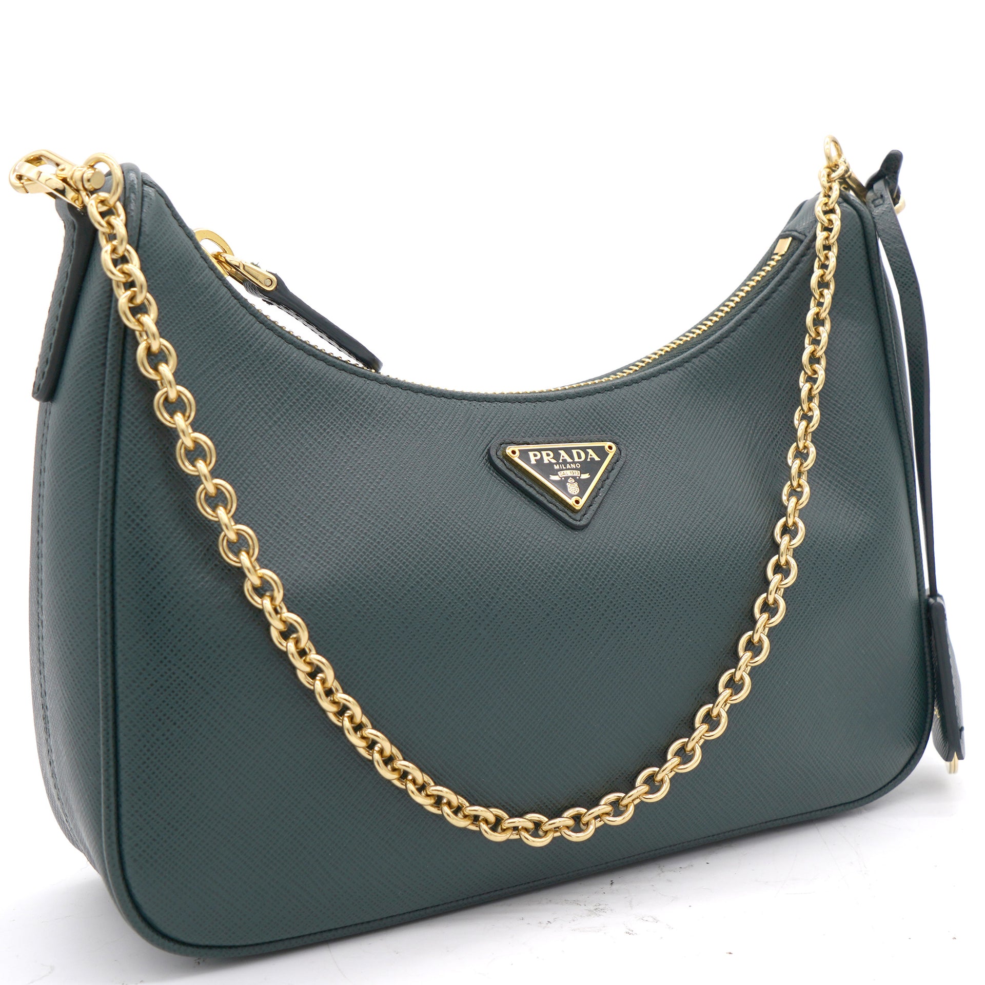 PRADA Re-Edition 2005 Saffiano Leather Shoulder Bag Emerald Green