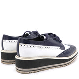 Navy/White Leather Lace-Up Derby Shoe 37.5